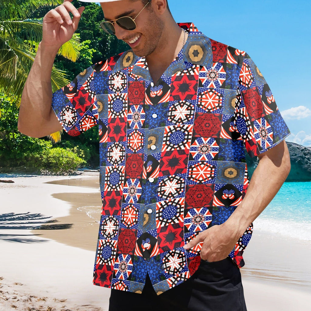 4th of July Pattern Men's All Over Print Hawaiian Shirt (Made in USA) - Che Cose Belle