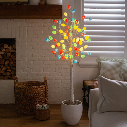 5' Pre-Lit Artificial Easter Twig Tree with 72 Egg Shaped LED Ornaments - Che Cose Belle