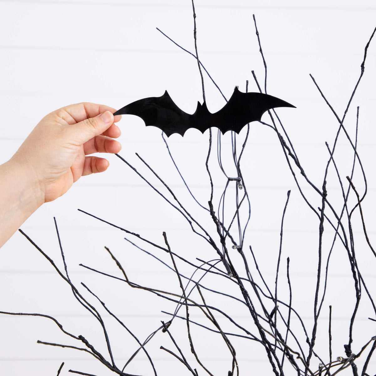 5' Pre-Lit Artificial Halloween Black Twig Tree with Bats and 50 Warm White LED Lights - Che Cose Belle