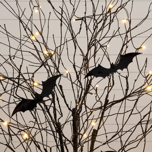 5' Pre-Lit Artificial Halloween Black Twig Tree with Bats and 50 Warm White LED Lights - Che Cose Belle