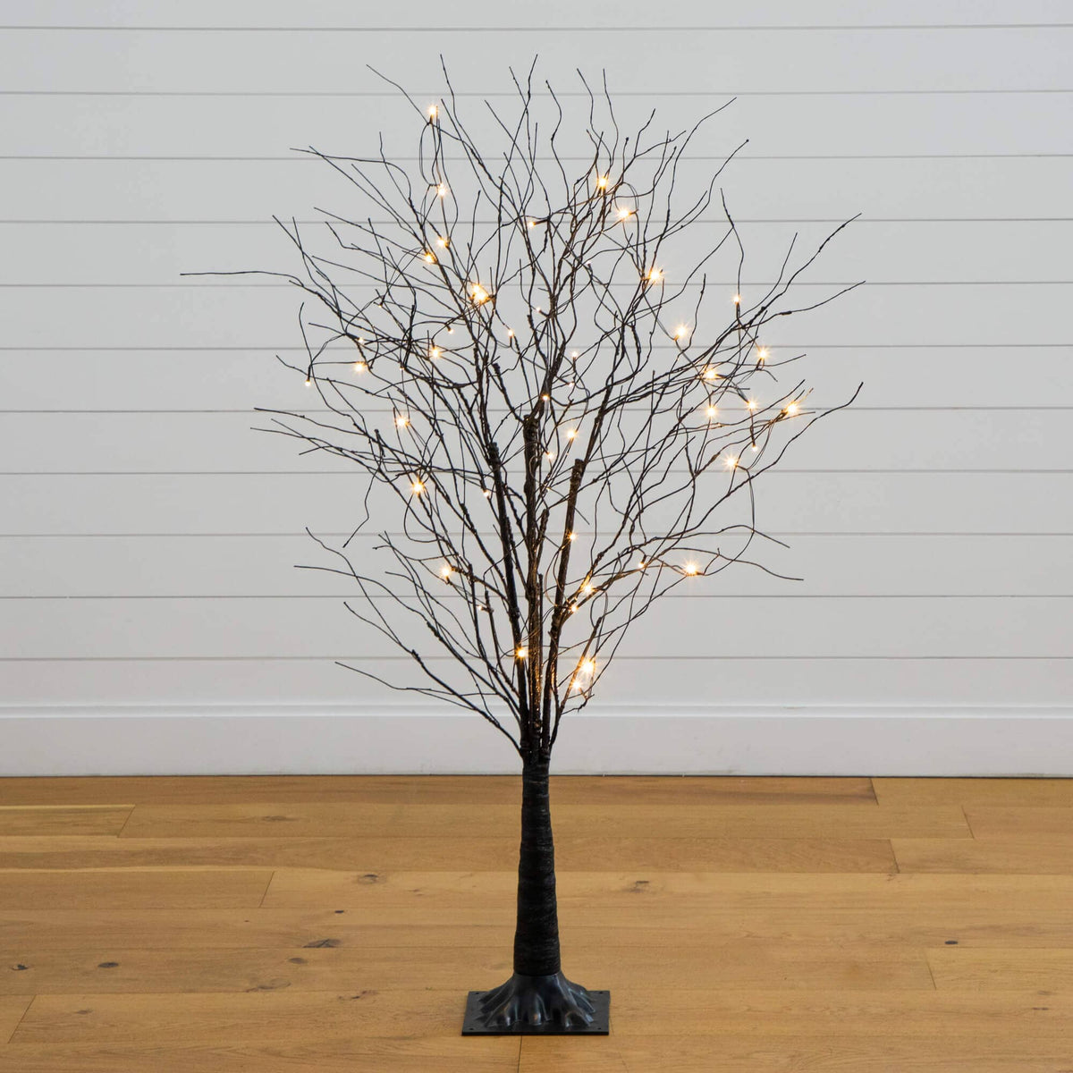 5' Pre-Lit Artificial Halloween Black Twig Tree with Bats and 50 Warm White LED Lights - Che Cose Belle