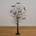 5' Pre-Lit Artificial Halloween Black Twig Tree with Bats and 50 Warm White LED Lights - Che Cose Belle