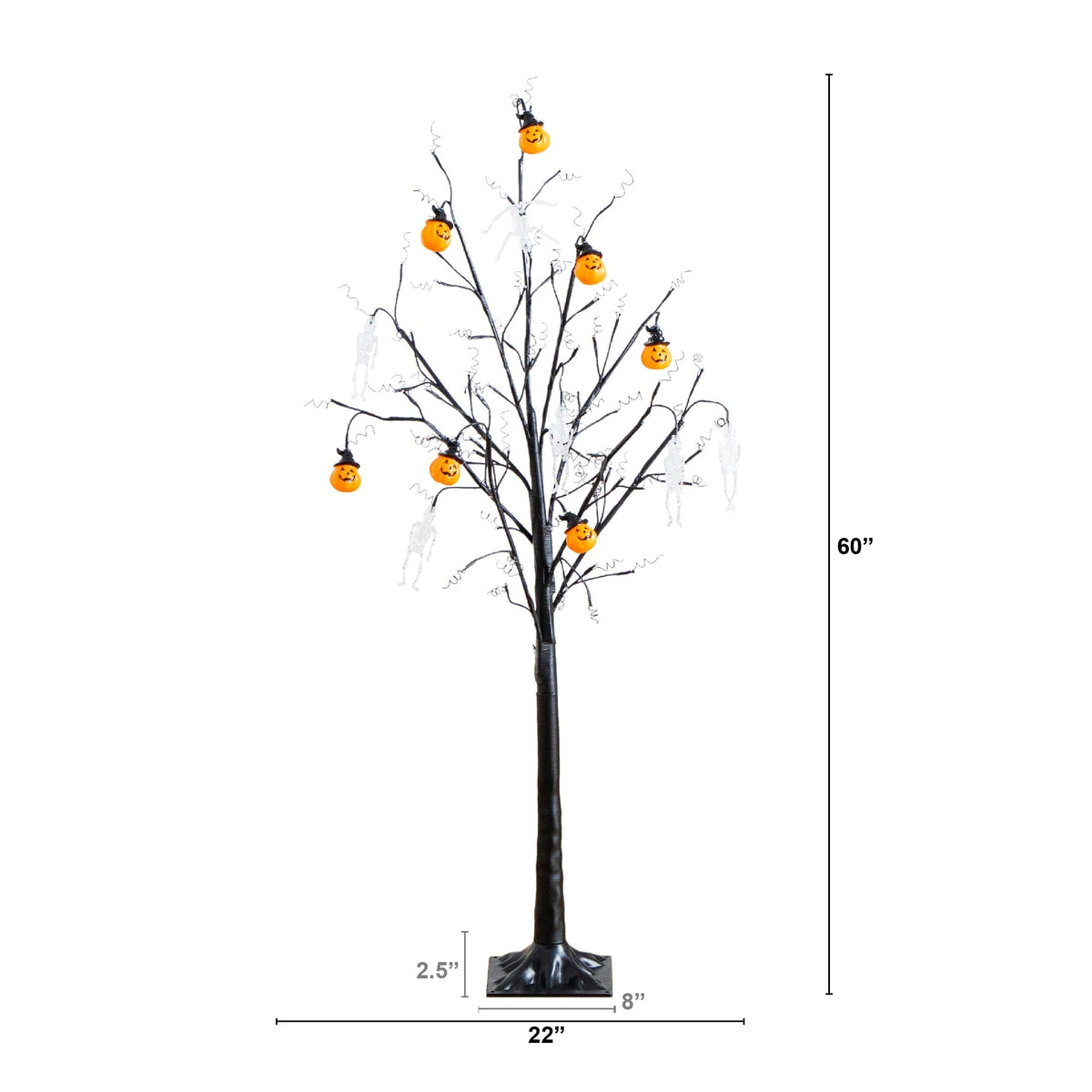 5' Pre-Lit Artificial Halloween Pumpkins and Skulls Ornament Tree with 72 Warm White LED Lights - Che Cose Belle