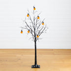 5' Pre-Lit Artificial Halloween Pumpkins and Skulls Ornament Tree with 72 Warm White LED Lights - Che Cose Belle