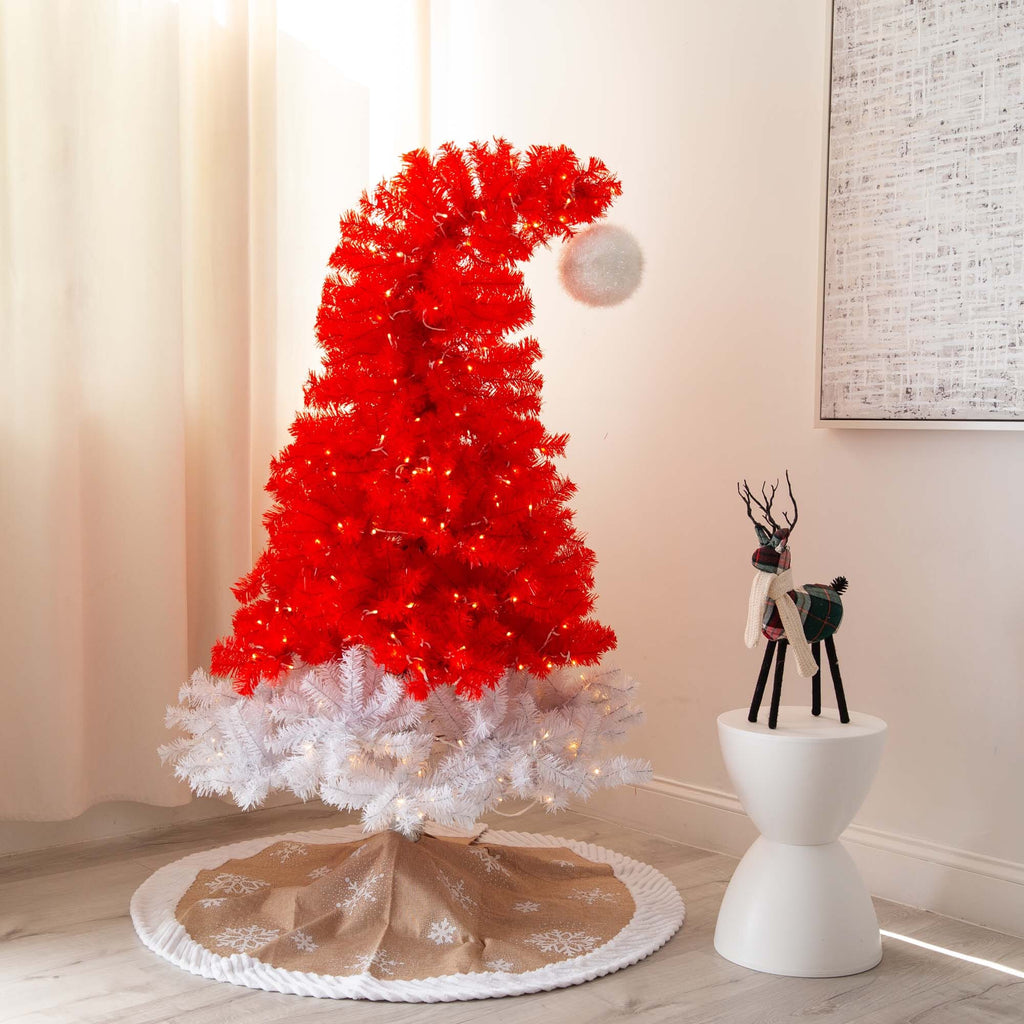 5’ Pre-Lit Artificial Holiday Red Santa’s Hat Christmas Tree with 300 LEDs & 720 Tips - Che Cose Belle