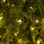 5’ Pre-Lit Artificial Snowed Cypress Christmas Tree with 140 LED Lights in Hyacinth Basket - Che Cose Belle