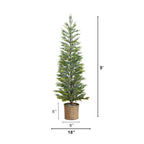 5’ Pre-Lit Artificial Snowed Cypress Christmas Tree with 140 LED Lights in Hyacinth Basket - Che Cose Belle