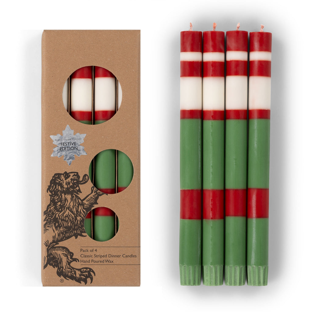 Striped Dinner Candles Holiday Set