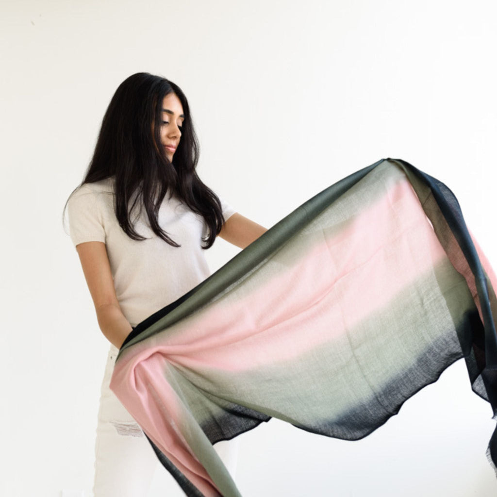 Iris Kiwi Cashmere Merino Handwoven Scarf