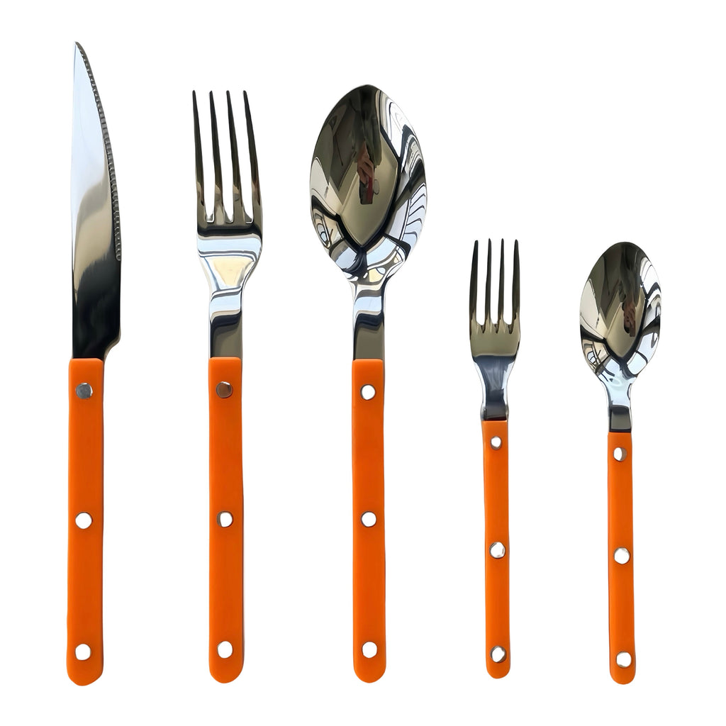 S/10 French Retro Flatware Set, Stainless Steel Rivet Cutlery Silverware
