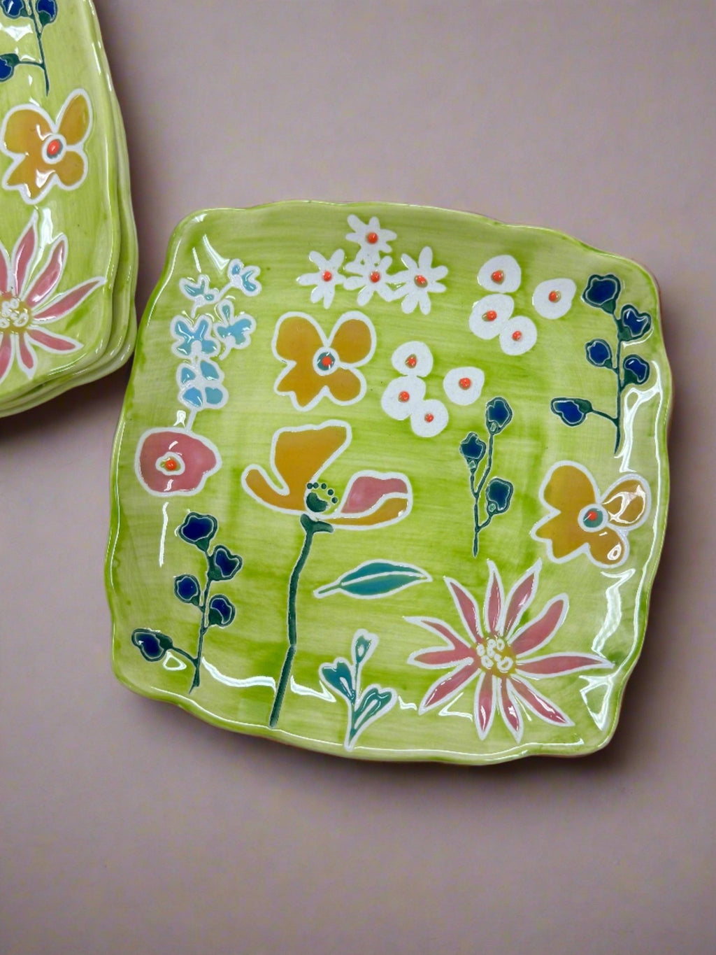 Primavera Handpainted Stoneware Canape Plates Set, Set of 4 - Che Cose Belle