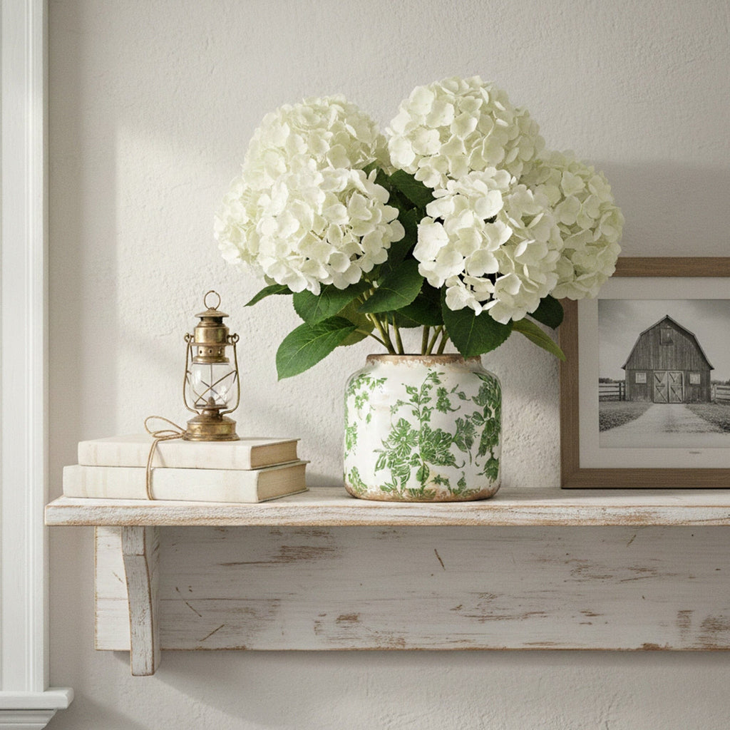 5.5” Floral Tuscan Ceramic Green Scroll Planter - Che Cose Belle