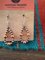 Handcrafted Copper Beaded Dangle Hoop Earrings