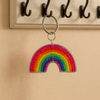 Handmade Beaded Rainbow Keyring – Haitian Artisan Keychain. (Set of 6)