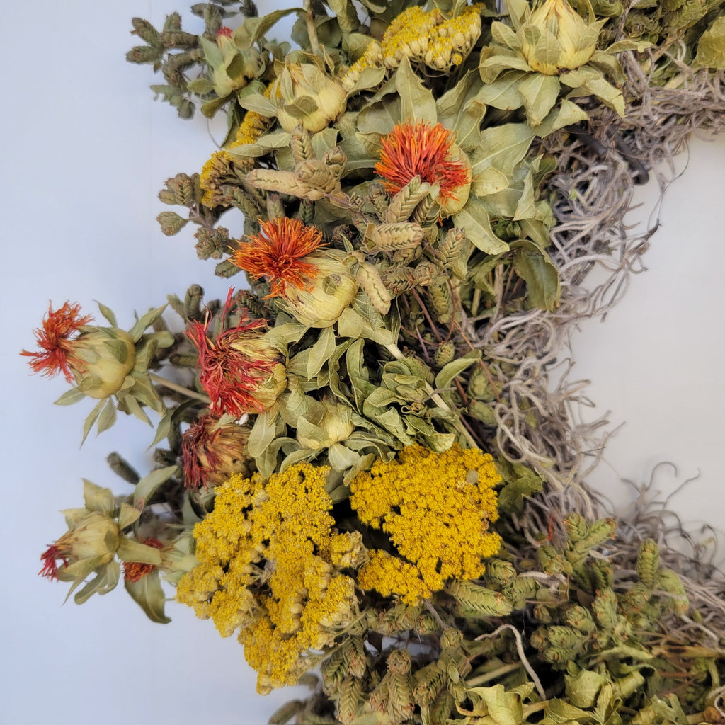 Handmade Dried Flower Wreath - Orange