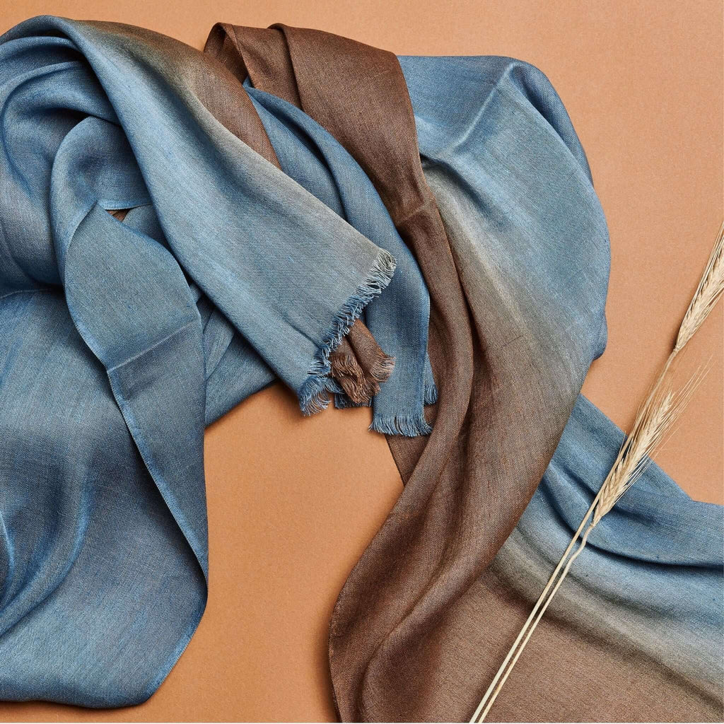 Mahogany Sky Soft Linen Silk Handloom Scarf