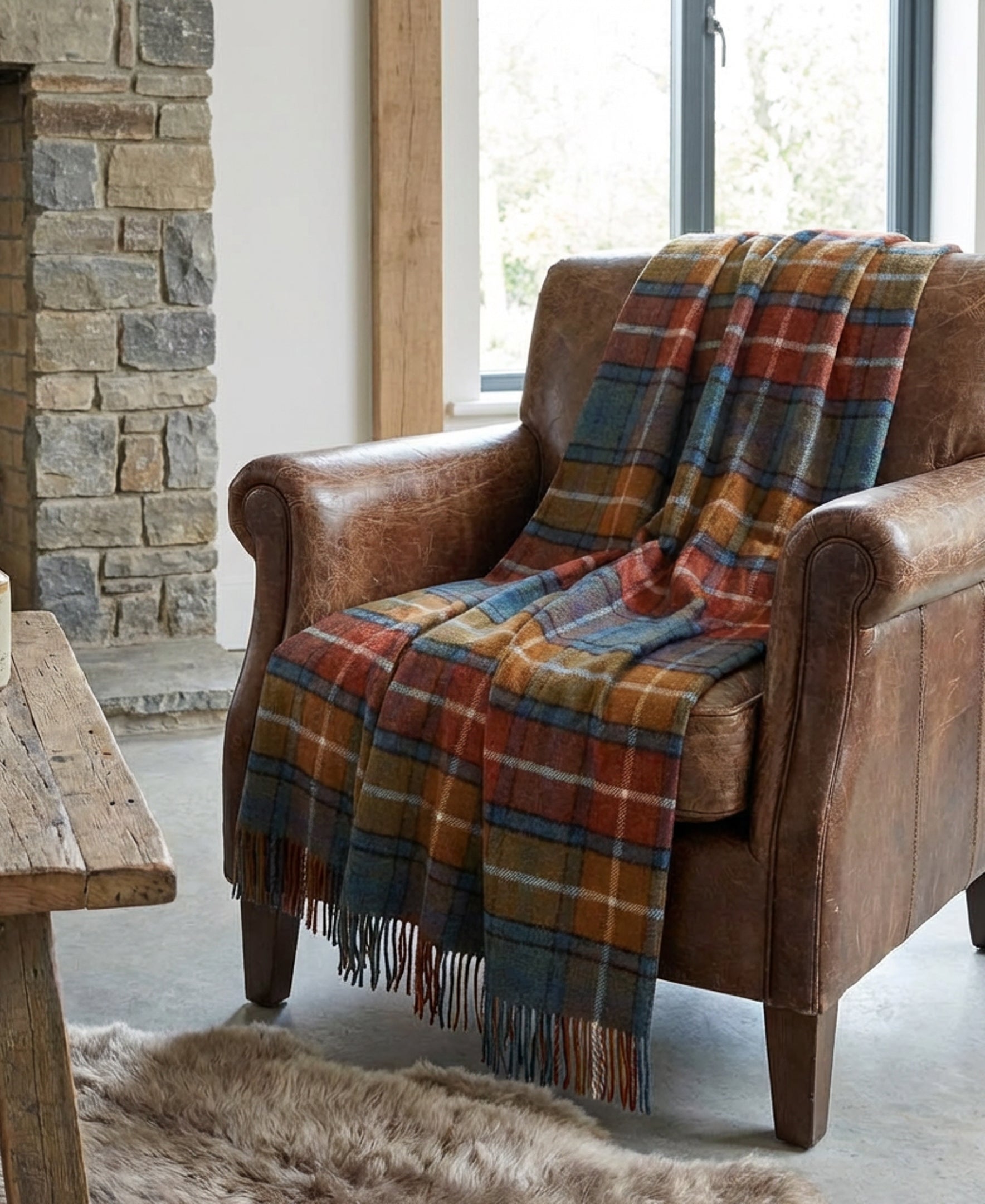 Highland Tweeds Shetland Lambswool Throw - Antique Buchanan