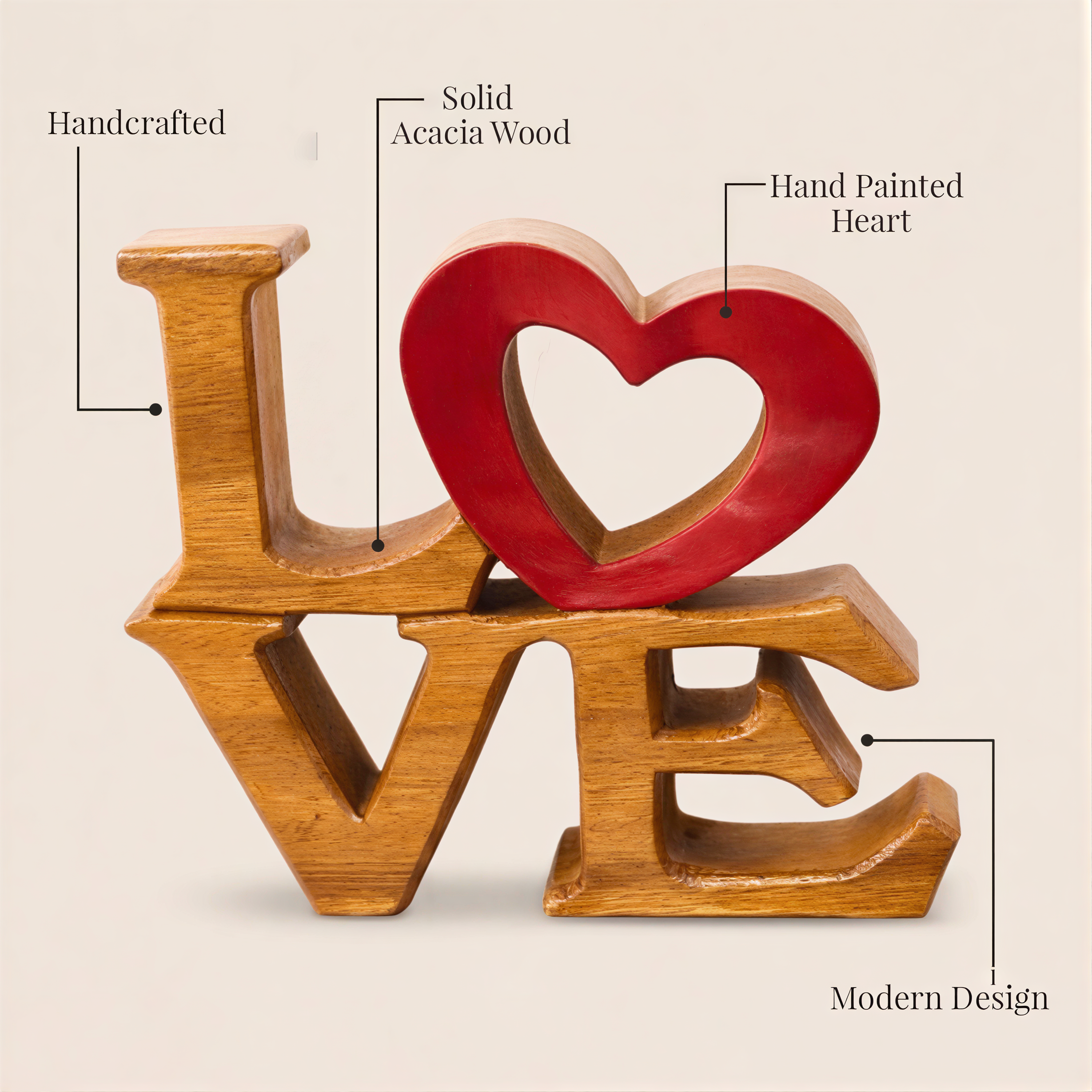 Elmija Enduring Love – Hand-Carved Wooden Sculpture, Handmade Decorative Home Art