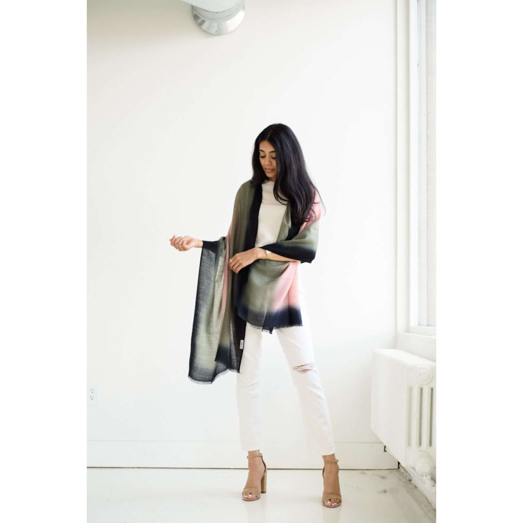 Iris Kiwi Cashmere Merino Handwoven Scarf