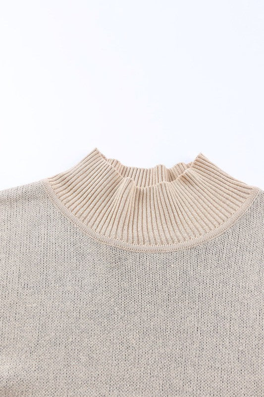 Leopard Mock Neck Side Slit Sweater