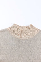 Leopard Mock Neck Side Slit Sweater