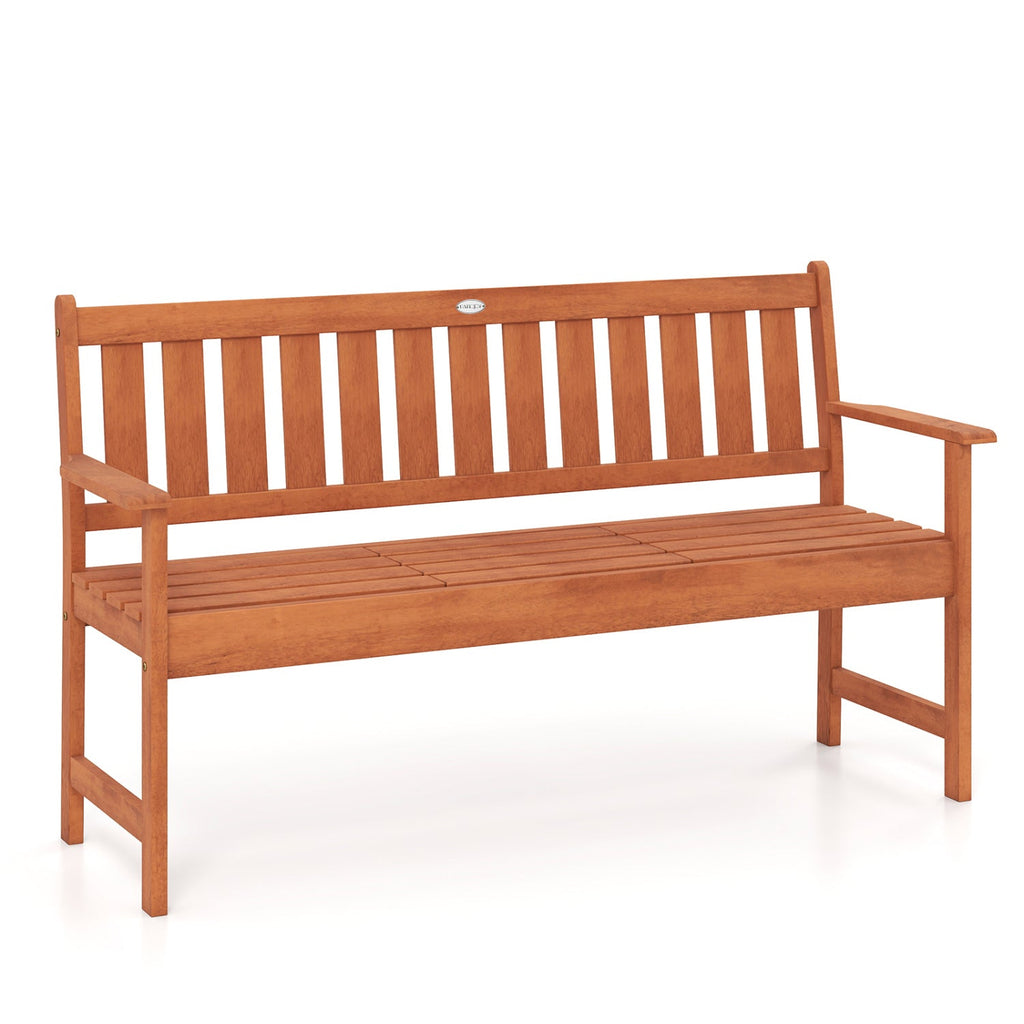 59" Outdoor Wood Garden Bench with Pull