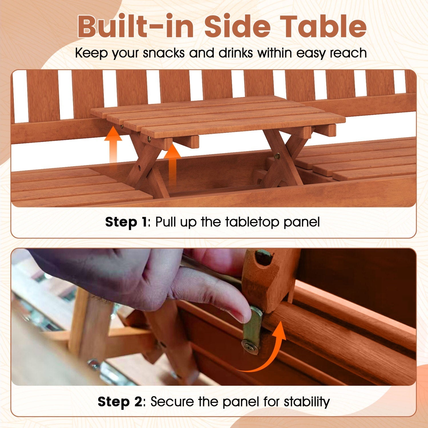 59" Outdoor Wood Garden Bench with Pull