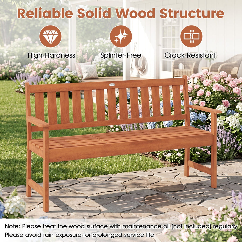 59" Outdoor Wood Garden Bench with Pull