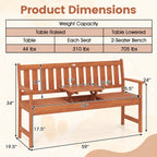 59" Outdoor Wood Garden Bench with Pull