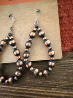 Handcrafted Copper Beaded Dangle Hoop Earrings
