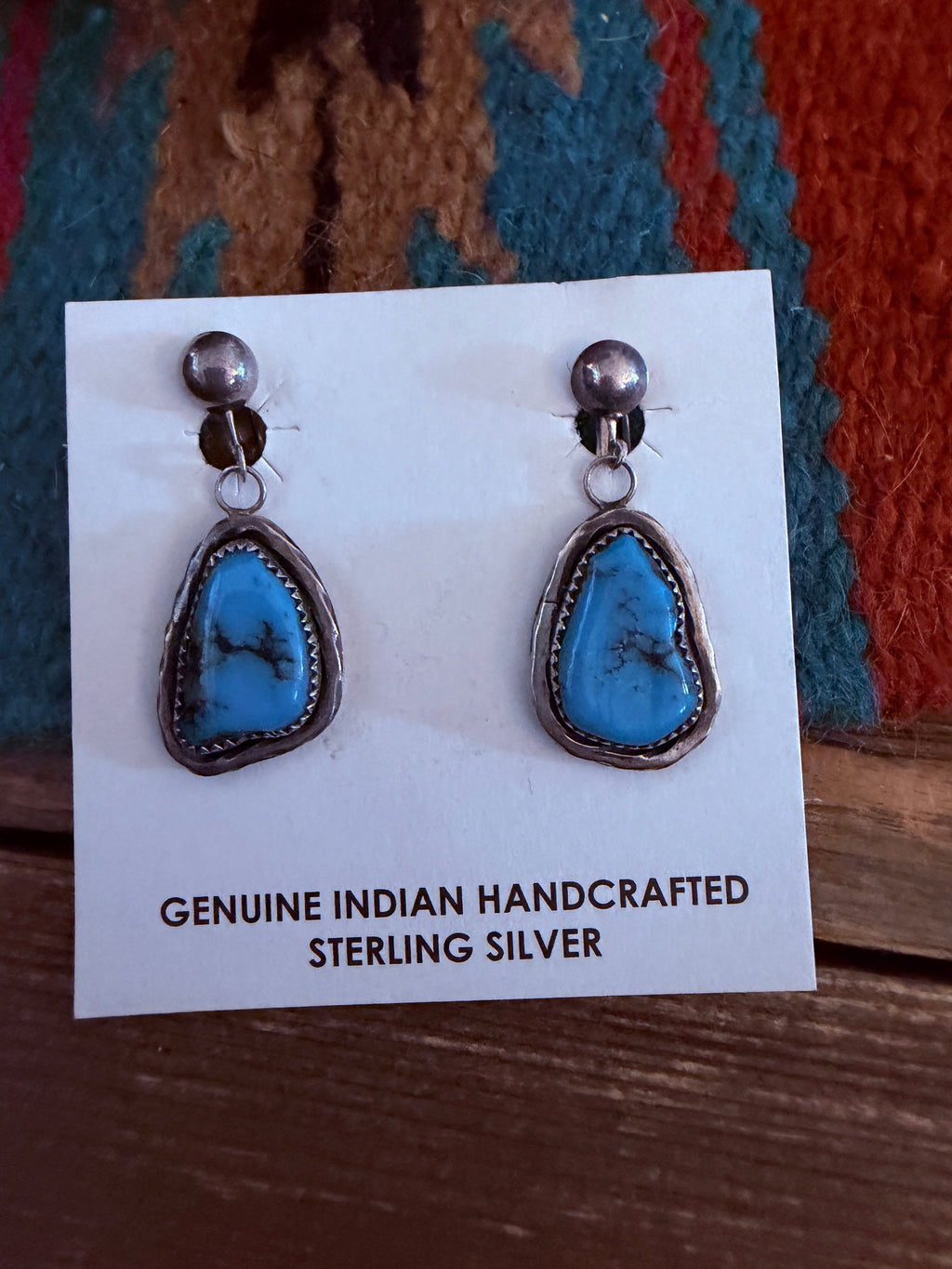 Handcrafted Old Pawn Sterling Silver & Turquoise Dangle Earrings