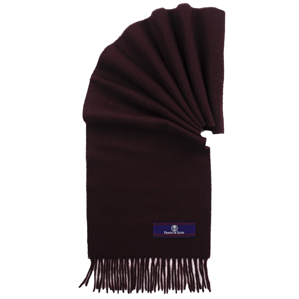 Prince of Scots Fringed Merino Wool Scarf - Merlot