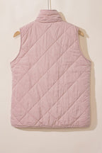 Solid Fleece Lined Quilted Vest Coat