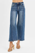 RISEN High Rise Crop Wide Leg Jeans with Step Hem