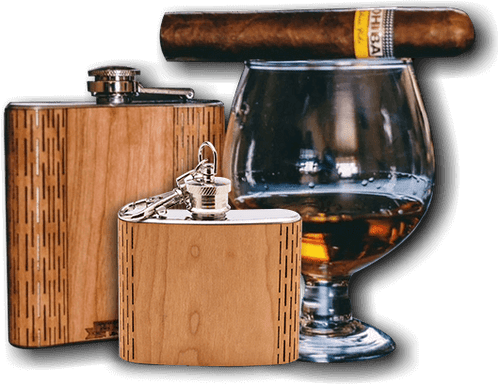 6 oz. Wooden Hip Flask (Keep Calm in American Cherry) - Che Cose Belle