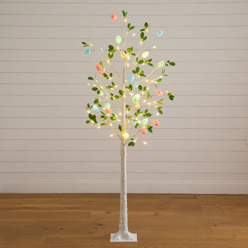 6' Pre-Lit Artificial Blooming Easter Egg Twig Tree with 24 Warm White LED Lights - Che Cose Belle