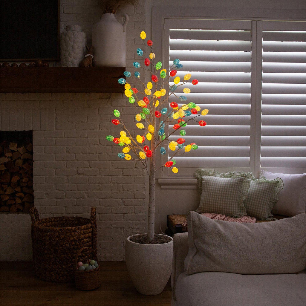 6' Pre-Lit Artificial Easter Twig Tree with 96 Egg Shaped LED Ornaments - Che Cose Belle