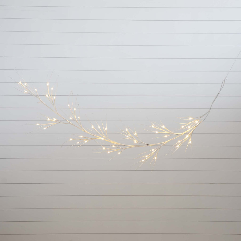 6’ Pre-Lit Artificial White Birch Garland with 48 Warm White LED Lights - Che Cose Belle
