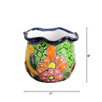 6" x 7" Handmade Mexican Talavera Ceramic Planter - Che Cose Belle