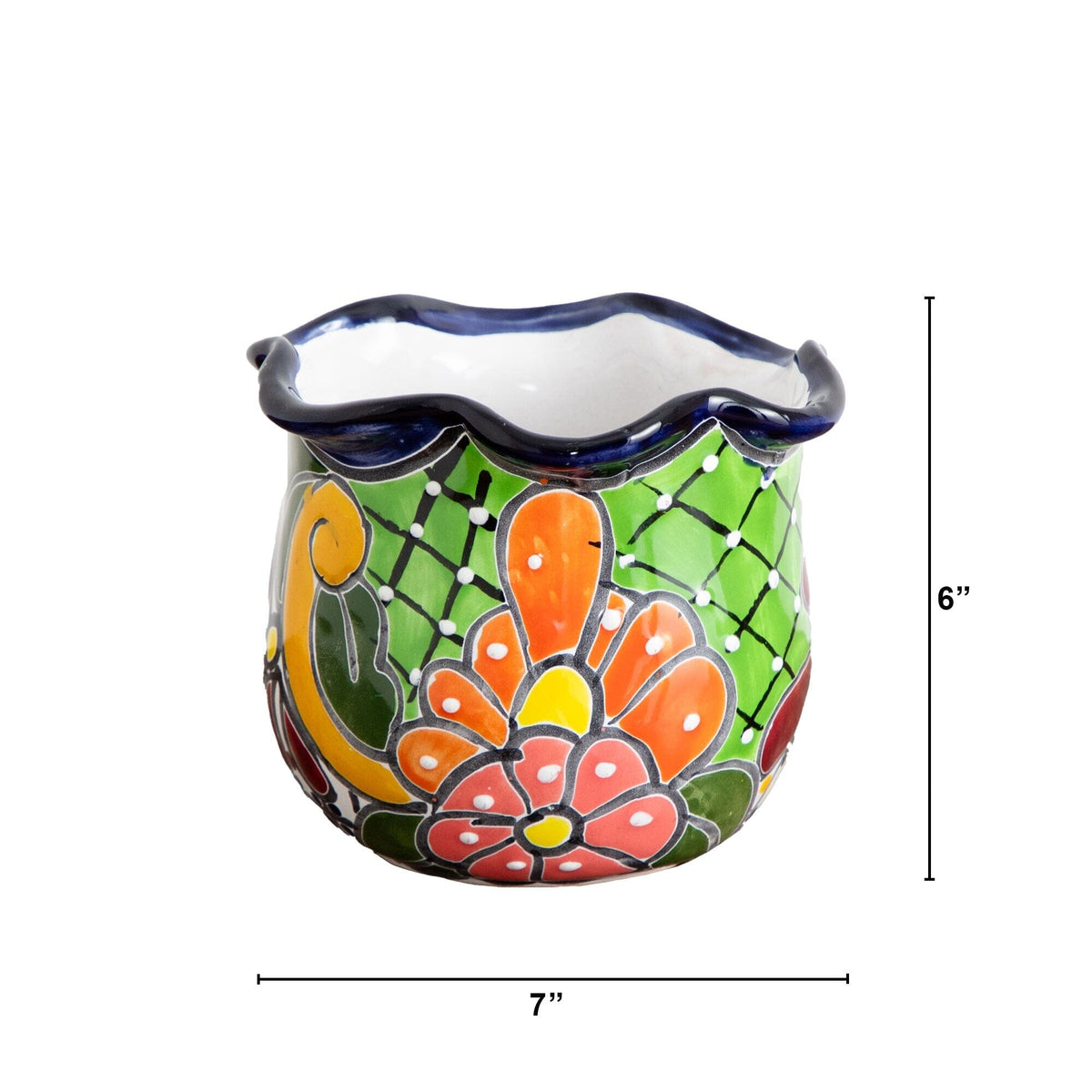 6" x 7" Handmade Mexican Talavera Ceramic Planter - Che Cose Belle