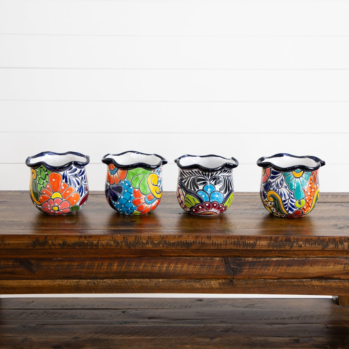 6" x 7" Handmade Mexican Talavera Ceramic Planter - Che Cose Belle