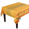 60" Square Clos des Oliviers Yellow Double Border Acrylic-Coated Cotton Tablecloth by Label France - Che Cose Belle