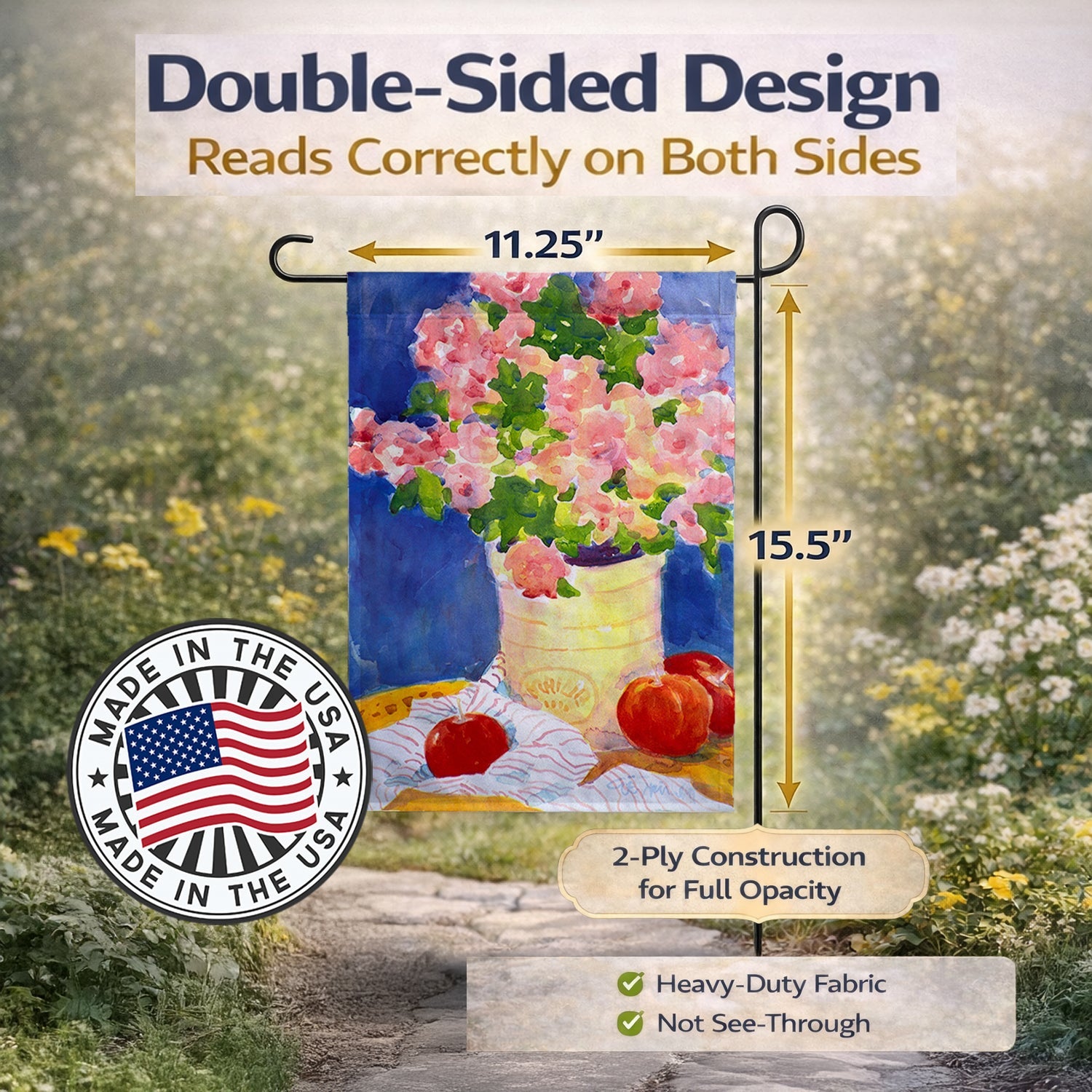 Pink Flowers  Garden Flag – Decorative Outdoor Yard Flag