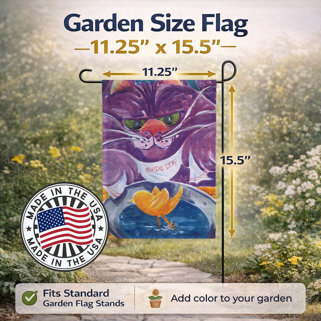 Purple Cat Birdie Dear  Garden Flag – Decorative Outdoor Yard Flag