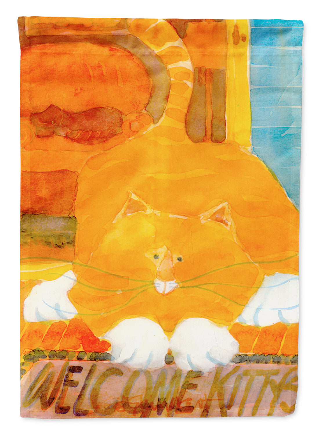 Orange Tabby Welcome Cat  Garden Flag – Decorative Outdoor Yard Flag