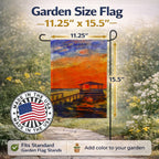 Sunset from the Dock at the pier Garden Flag – Decorative Outdoor Yard Flag