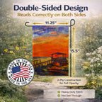 Sunset from the Dock at the pier Garden Flag – Decorative Outdoor Yard Flag
