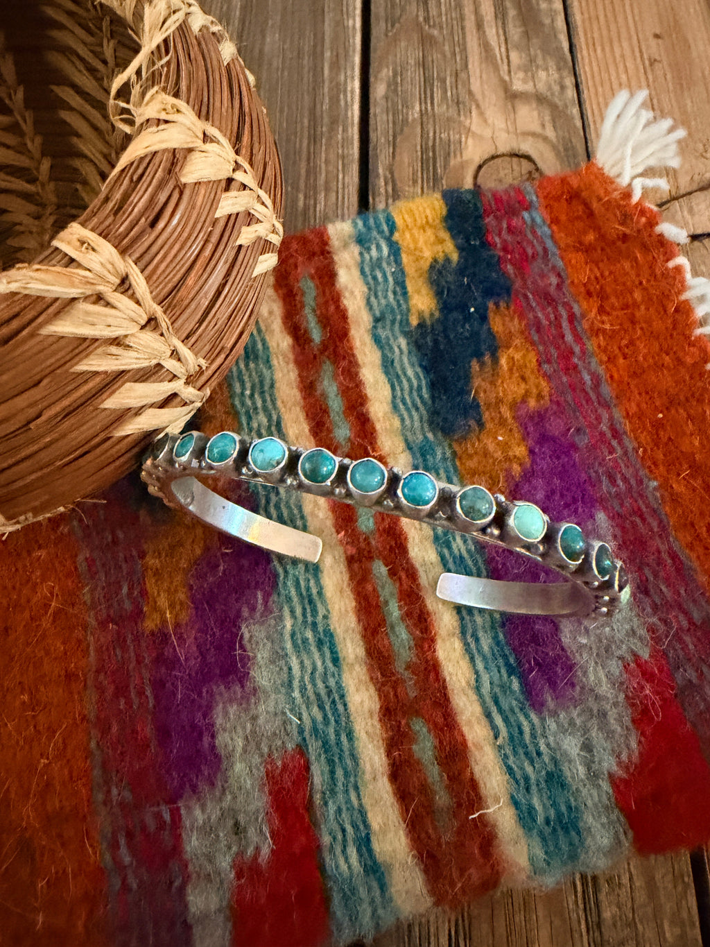 Handcrafted Sterling Silver & Turquoise Cuff Bracelet by Sheila Tso
