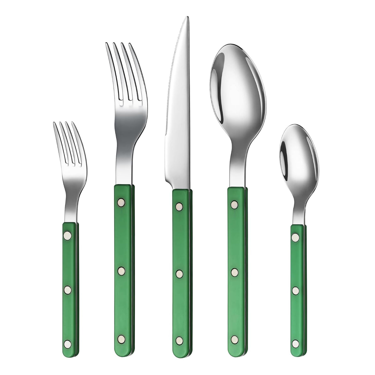 Khen Green Cutlery Set of 20 –18/8 Stainless Steel Flatware