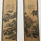 Chinese Ancient Paper Calligraphy Paintings Scrolls Famous Murals Wangyun Attic Pavilion Four Pairs of Artwork Decorations